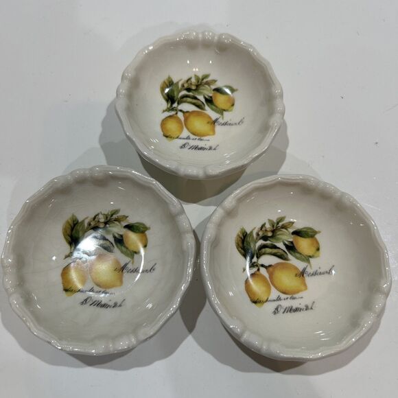 3 Dish Set Effetti  Italy Ceramic Pinch Spice Salt Olive Oil Dipping Bowls - Picture 1 of 13
